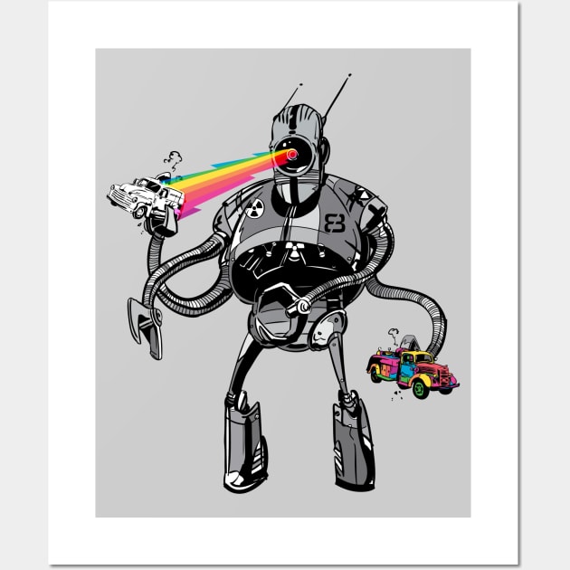 Rainbow Lazer Bot Wall Art by BeeryMethod